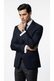 Resim Plus Scorpion Erkek Blazer Ceket Twill Dokuma Likralı Notch Yaka 1 Düğmeli Çift Yırtmaçlı Slim Fit 