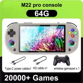 Resim M22 Pro Retro Oyun Konsolu 5.0 Ips Ekran Dahili 20000+ Oyun Emülatörleri Rgb Led Joystick 