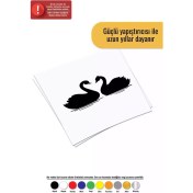 Resim Kuğu Çifti Sticker Oto Motor Laptop Duvar Folyo Sticker 15 x 7 cm 