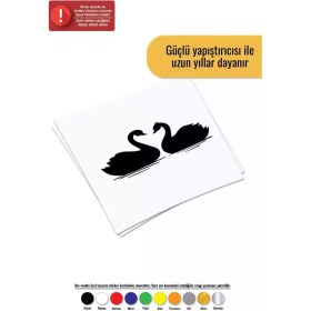 Resim Kuğu Çifti Sticker Oto Motor Laptop Duvar Folyo Sticker 15 x 7 cm 