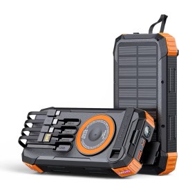 Resim UltraTekno Fc-20 20000 Mah Solar Powerbank Pd 22.5W Hızlı Şarj Kablosuz Şarj El Kranklı LED Fenerli Kamp Tipi Güç Bankası 