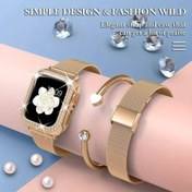Resim Paslanmaz Çelik Mesh Saat Bilekliği ve Kasa Seti for apple Watch Serisi 10 Ultra SE 9 8 7 6 5 4 3 2 1 için - Nefes Alabilir, Rahat, Anti-Scratch Rhinestone Kapak Kasa 46mm 49mm 45mm 44mm 42mm 41mm 40mm 38mm Modeller ile Uyumlu 