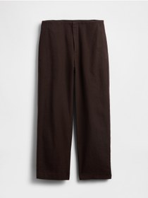 Resim GAP Kadın Kahverengi Keten Karışımlı Relaxed Straight Ankle Pantolon 