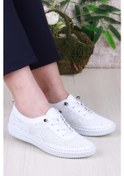 Resim Pepita 427892 Anatomik Rahat Esnek Lastik Bağcıklı Hakiki Deri Kadın Ayakkabı Beyaz 