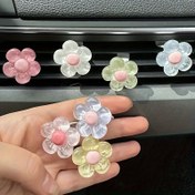 Resim 6 adet Çiçekli Kristal Araba Hava Kanalı Klipsi - ABS Plastik, Kokusuz, Şarj Edilmeyen Dekoratif Tanrıça Otomatik İç Aksesuarları, Taze Koku Dağıtımı, Sevimli Araba Süsleri, Pilsiz 