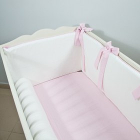 Resim Ekru - Pembe Bumper | Beşik Yan Koruma - Düz Bumper / 80x140 