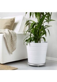 Resim Tekerlekli Saksı Altı Meridyendukkan 31 Cm Galvanizli Saksılık Altı Pratik 