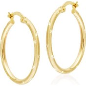 Resim Sembol Gold 14 Ayar Altın Halka Küpe 2,5 Cm Kalemli 