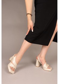 Resim Birikon Cinnar Verev Bantlı Platform Topuklu Ayakkabı Sedef-8001 Sedef 