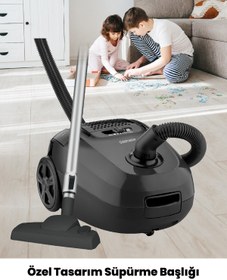 Resim GoldMaster Safir Siyah Hepa Filtreli Hız Ayarlı 4 Litre Geniş Yıkanabilir Toz Torbalı Elektrikli Süpürge 