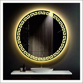 Resim Dnr-MirrorDnr-Mirror 80 cm Günışığı Ledli Tasarım Kumlamalı Banyo Aynası Makyaj Aynası Işıklı Ayna 