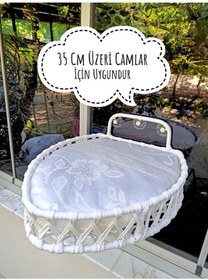 Resim Tasaryum Kedi ve Köpek Vantuzlu Cam Yatağı, Pencere Önü Kedi Hamağı, Kedi Yatağı Beyaz 