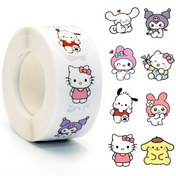 Resim 500 adet Sanrio Resmi Sticker - Hello Kitty, My Melody, Kuromi, Cinnamoroll & Daha Fazlasını İçeren Sevimli Yuvarlak Karikatür Çıkartmalar Bagaj, Gitarlar, Su Şişeleri, Telefon Kılıfları, Laptoplar & Hediyeler İçin, Sevimli Stickerlar 