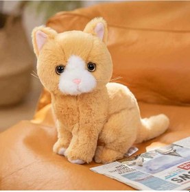 Resim Kedi Peluş Oyuncak Çocuklar İçin Hediye 26 Cm Kahverengi 
