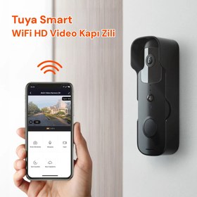Resim YECO BD-10 Akıllı Görüntülü Kapı Zili - Hareket Sensörlü, IP66, WiFi, Çift Yönlü Ses - Siyah / SD Kart Yok 