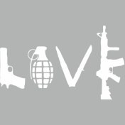 Resim Reysa Tasarım Love Silahlar Sticker Beyaz 20X10 cm 
