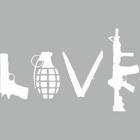 Resim Reysa Tasarım Love Silahlar Sticker Beyaz 20X10 cm 