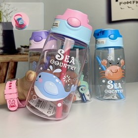 Resim 480 ml kapasiteli Sevimli Hayvan Desenli Spor Şişesi, Taşınabilir Yaratıcı Plastik Şişe, 480 ml Kapasiteli Açık Hobi Şişesi 
