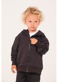 Resim Zeyland Unisex Çocuk Basic Kapüşonlu Ceket - Siyah Siyah 