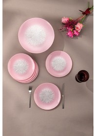 Resim Emsan Pastel 7 Parça Cam Pasta / Tatlı Seti Pembe Pembe 