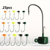 Resim Jig Başlı Kanca Seti Ned Rig için - Tatlı ve Tuzlu Suda Levrek ve Crappie Yakalamak için İdeal - Yumuşak Yemler için 1/8oz, 1/10oz ve 1/12oz Kanca Dahil 