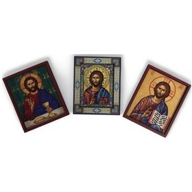 Resim İkona 3'lü Magnet İsa Mesih Kabartma Çerçeveli No 5 Karışık Renkli 