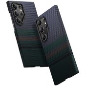 Resim Samsung Galaxy Uyumlu S24 Ultra Kılıf Magsafe Şarj Özellikli Karbon Fiber Tasarımlı Benks Aurora Armorair Kevlar Kapak Casesuar 