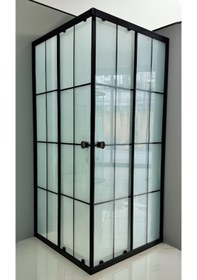 Resim Durul Duşakabin Kare Siyah Çizgi Buzlu Siyah 