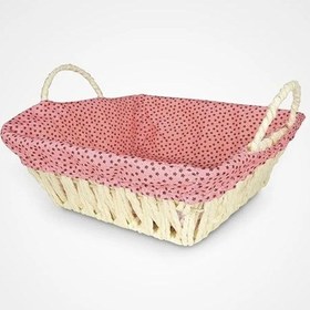 Resim Hasırlı Bezli Ekmek Sepeti Dikdörtgen Renkli Royaleks-8822 Beyaz 