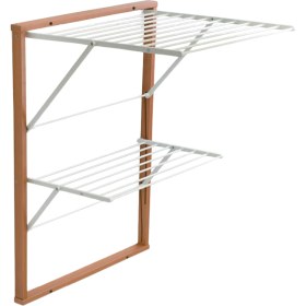 Resim Arredamenti Kiraz Ağacı Duvara Monte Katlanabilir Çamaşır Kurutma Askısı Ceviz Renk 