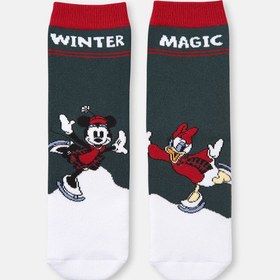 Resim Dagi Koyu Yeşil Çocuk Disney Minnie Daisy Havlu Çorap 