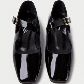 Resim Mubiano Hakiki Deri Collection Kadın Bant Detaylı Sivri Burun Rugan Babet Siyah - Mcsr1007 - S Siyah 