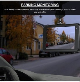 Resim 1080p Fhd Araba Dvr 4 İnç Dash Cam Araba Sürüş Kaydedici Çift Lensli Araç Kamerası Döngüsel Kayıt G-sensörü Hareket Algılama Park Monitörü 