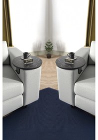 Resim İkili Yan Sehpa Ayarlanabilir Tepsi Yuvarlak Bendir 