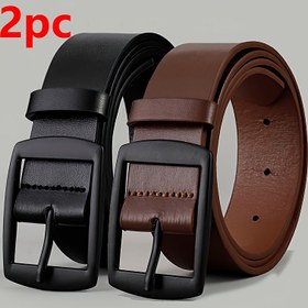 Resim 2 adet Lüks Suni Deri Kemer, Metal Pimli Toka, Rahat Stil, Kare Düğme Detaylı, Erkek ve Kadınlar için, Sevgililer Günü, St. Patrick Günü, Paskalya, Mardi Gras Günü için İdeal, Noel için En İyisi, Şükran Günü için Mükemmel 
