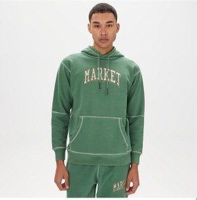 Resim Market Triple Stitch Pullover Erkek Yeşil Hoodie Düz 397000507 