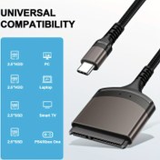 Resim SATA To USB A/USB C Adaptör Kablosu Sabit Disk Okuyucu, USB A 3.0 To 6.35 CmSATA III Sabit Disk Adaptörü Alüminyum Kabuk Naylon Kablo Harici Dönüştürücü SSD/HDD Veri Transferi İçin 