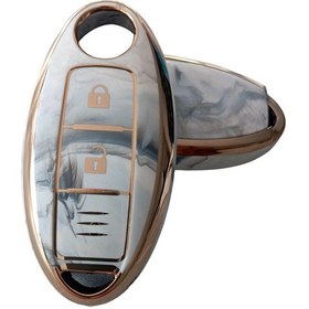 Resim Nissan Qashqai X-Trail Uyumlu Smart Kumanda Anahtar Kılıfı Mermer Desenli 