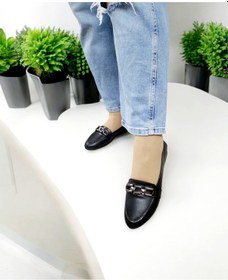 Resim Kadın Günlük Ve Ofis İçi Kullanım Kzincir Babet Ayakkabı Siyah 