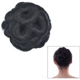 Resim Sones Peruk Top Baş Çiçek Saç Tokası Saç Çantası Peruk Kafa Bandı Gelin İçin Doğal Siyah 