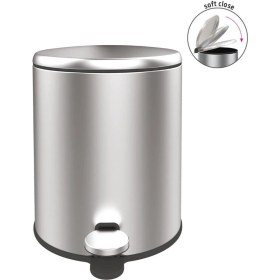 Resim Matmel Cigo Paslanmaz Çelik Pedallı Banyo Çöp Kovası - Gri - 6 Lt 