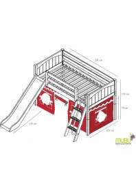 Resim Mubu SULTAN Kaydıraklı Beyaz Masif Ahsap Çocuk Odası 