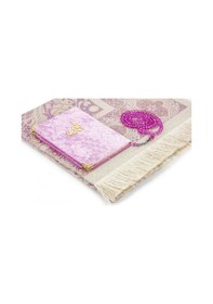 Resim Kadife Yasin Kitabı Çanta Boy Seccade Tesbihli Kutulu Pembe 