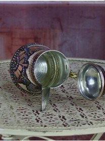 Resim Gül Çiçek Mırra Bakır Tombik Cezve 500 Ml 