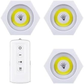 Resim Chermik 3'lü Premium Kablosuz Led Dokunmatik Lamba Seti Köşeli Uzaktan Kumandalı Pilli Dekoratif Gece Işığı 