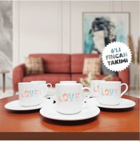 Resim Love Temalı 6'lı Kahve Fincan Seti-004 