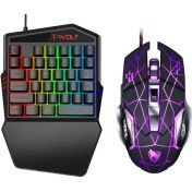 Resim GZPLZ T-Wolf Tek Elle Klavye TF-900 Set Siyah (Yurt Dışından) 