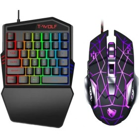 Resim GZPLZ T-Wolf Tek Elle Klavye TF-900 Set Siyah (Yurt Dışından) 