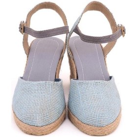 Resim Star Tombis Gerçek Elişi Topuğu Açık Bilekten Bantlı Dolgu Topuk Keten Hasır Espadril Handmade Buz Mavi Açık Mavi 