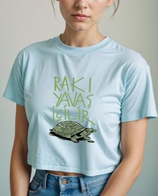 Resim Rakı Yavaş İçilir Crop Tişört 
